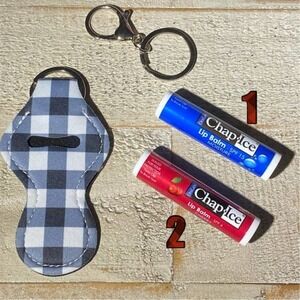 5 for $25 Lip Balm Holder Keychains Lipstick Keyring Gingham